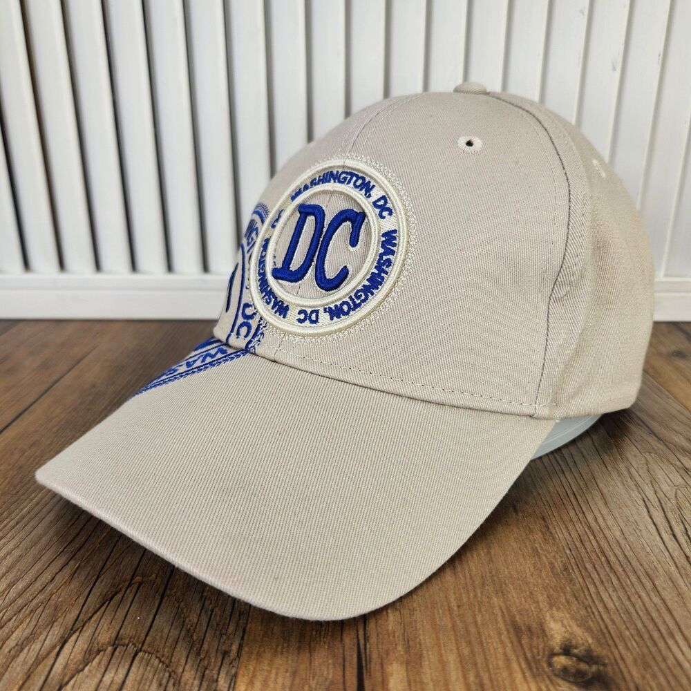 Robin Ruth Washington DC Hat Cap Beige Blue Embroidered Capital Designer Style